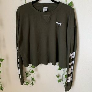 PINK, dark-green, cropped, sweater